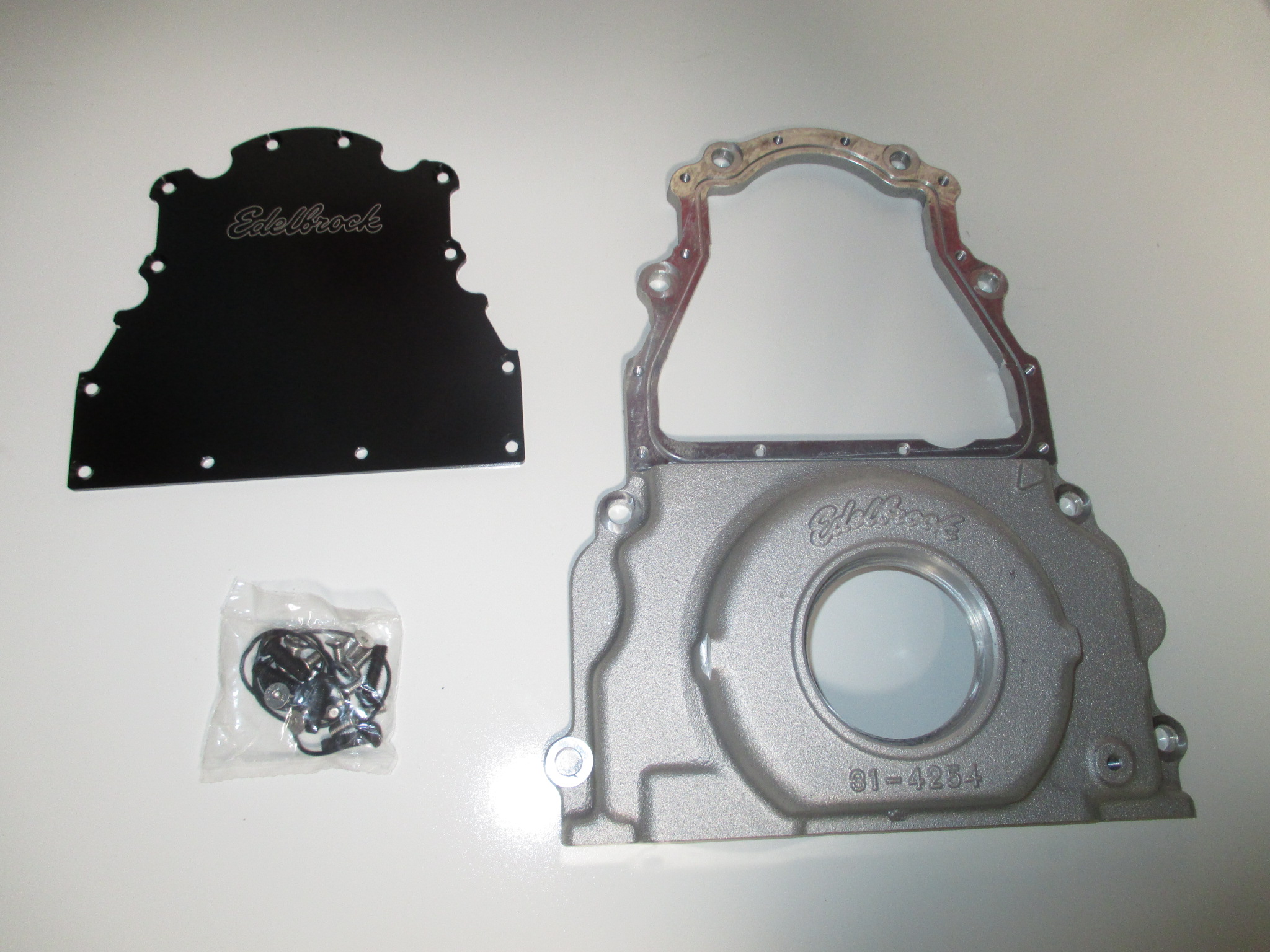 Engine Timing Chain Cover Chevy GM 2 Piece LS Black Aluminum With Out Cam Sensor