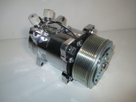 Sanden 508 Style Air Conditioning Compressor Serpentine Belt Chrome w/ Chrome Pulley - Image 2