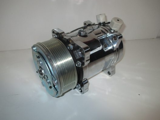 Sanden 508 Style Air Conditioning Compressor Serpentine Belt Chrome w/ Chrome Pulley