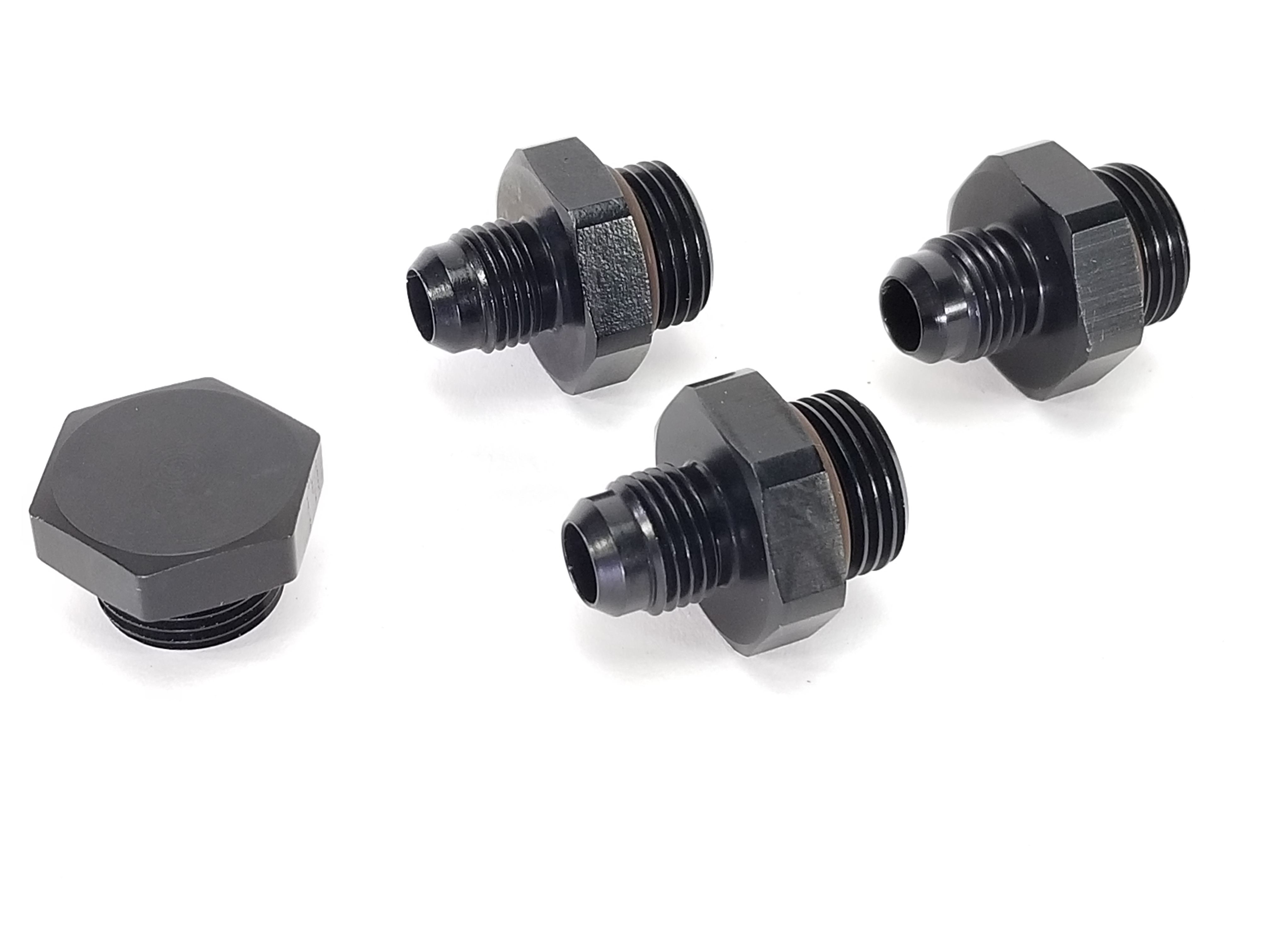 Fuel Rail Fitting Kit 3 6AN adapters & 1 Plug For Holley or Other