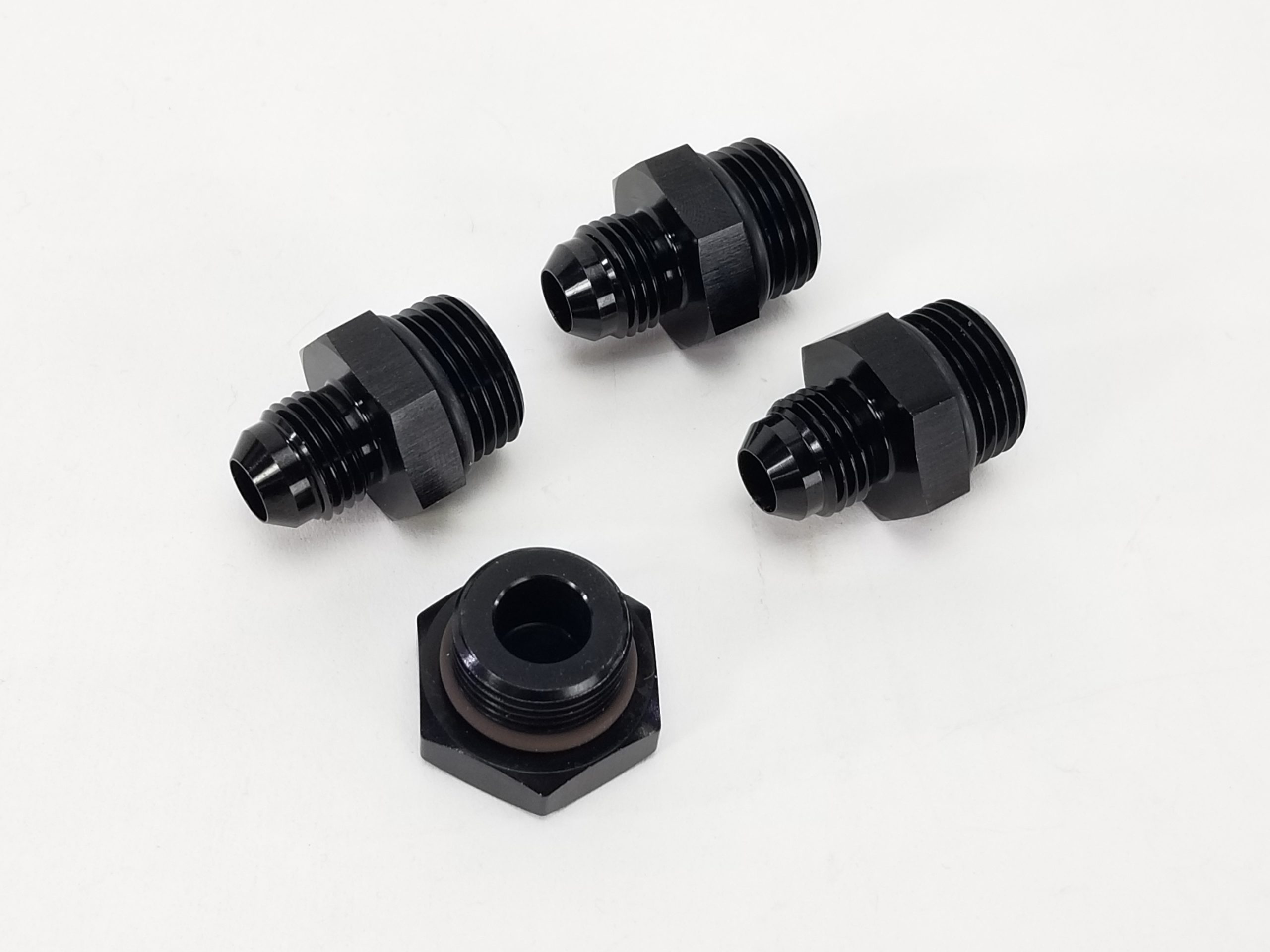 Fuel Rail Fitting Kit 3 -6AN adapters & 1 Plug - For Holley or Other -8ORB  Rails - WARR Performance 47-0038 - WARR Performance LLC