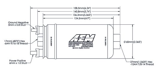 AEM 380LPH Inline High Flow Fuel Pump #50-1005 - Image 5