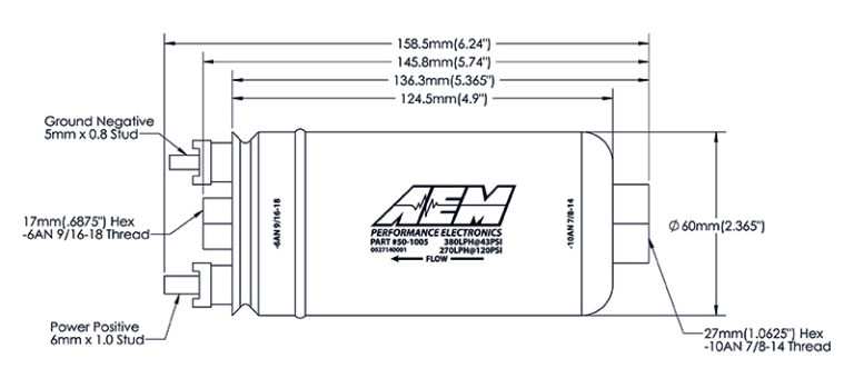 AEM 380LPH Inline High Flow Fuel Pump #50-1005 - Image 5