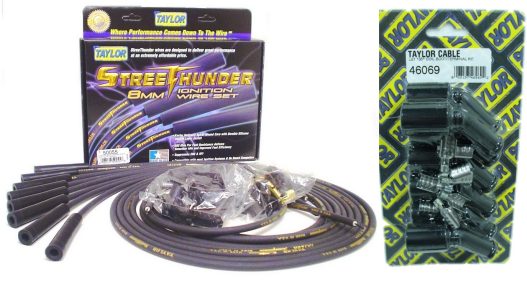 Taylor Street Thunder Ignition Wire Set Universal and LS Coil Pack Terminals 180 deg. 8mm Black