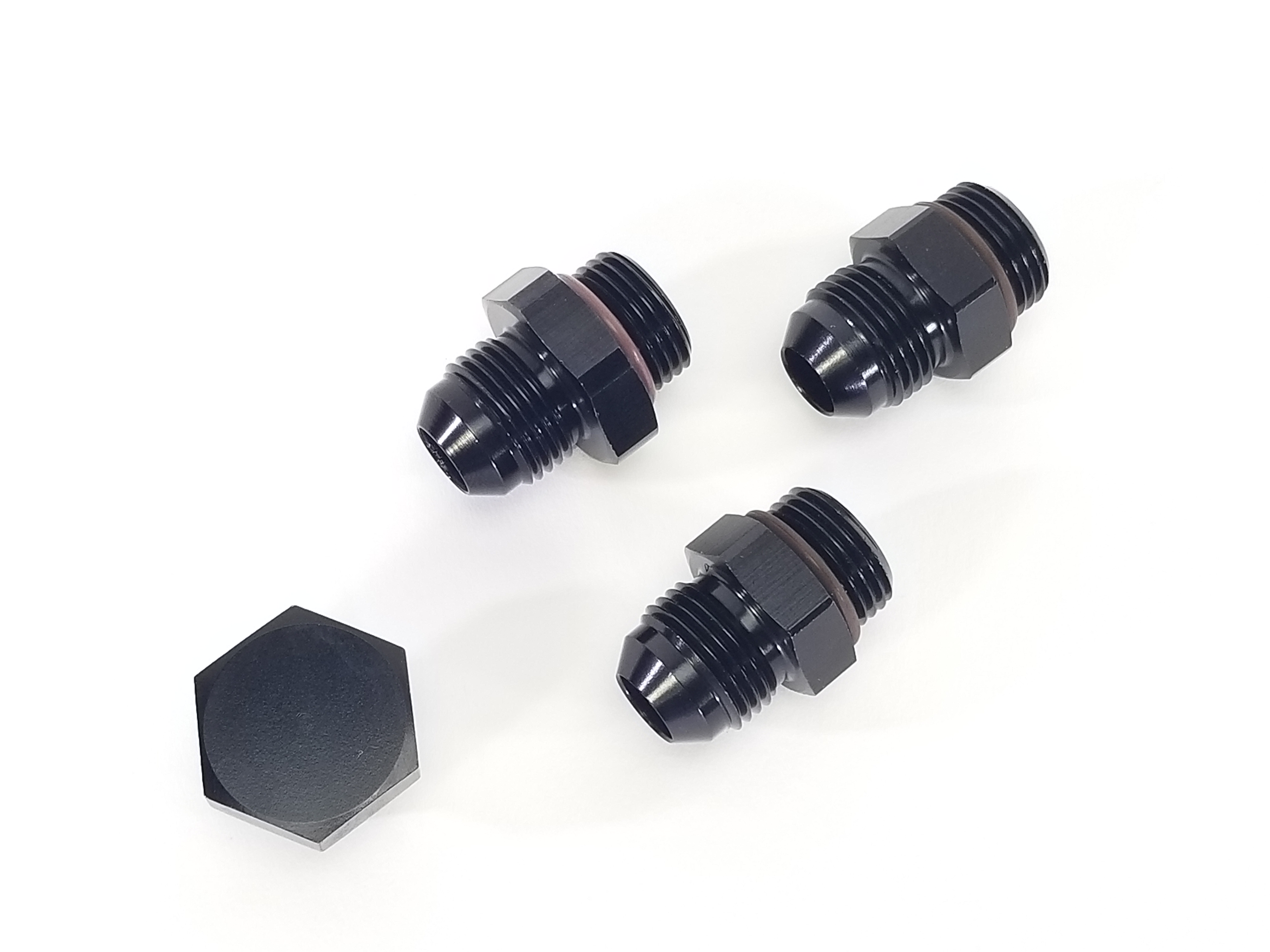 Fuel Rail Fitting Kit 3 8AN adapters & 1 Plug For Holley or Other