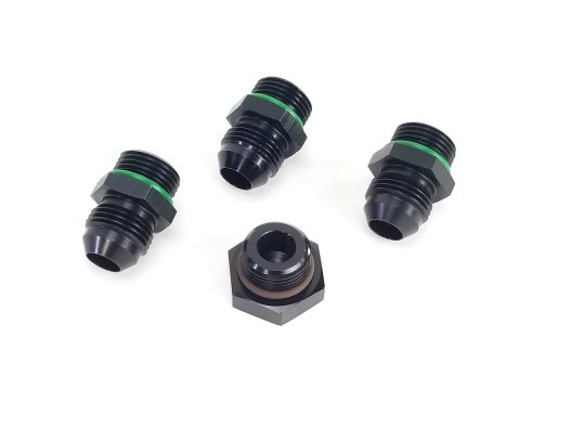 Fuel Rail Fitting Kit 3 -8AN adapters & 1 Plug - For Holley or Other -8ORB Rails