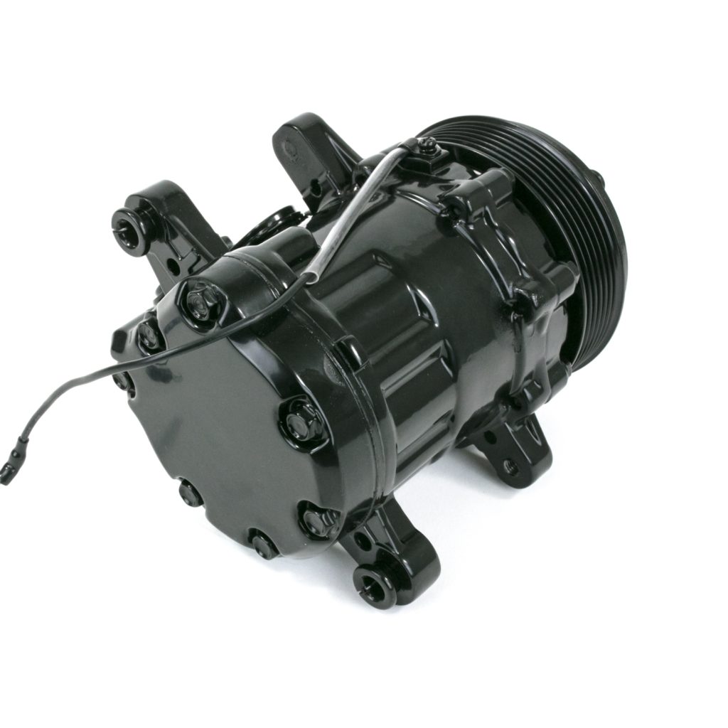 Black Mini AC Compressor - Sanden SD-7 Style - Serpentine Pulley # ...