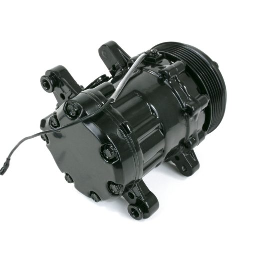 Black Mini AC Compressor - Sanden SD-7 Style - Serpentine Pulley #HC5005BK - Image 2