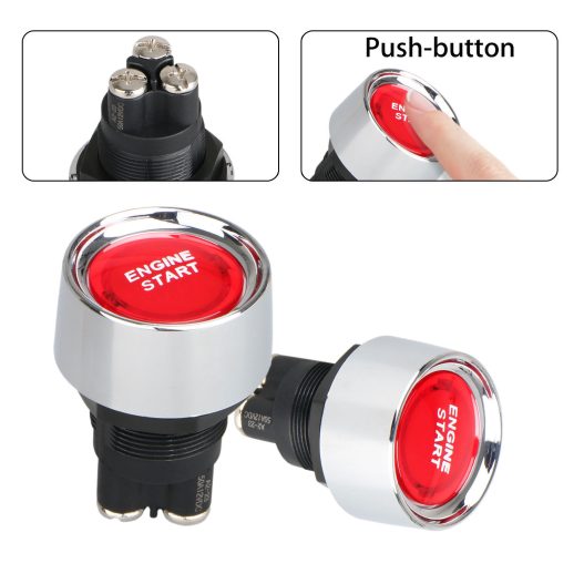 Universal 12V Car Red Illuminated Engine Start Switch Push Button - Image 2