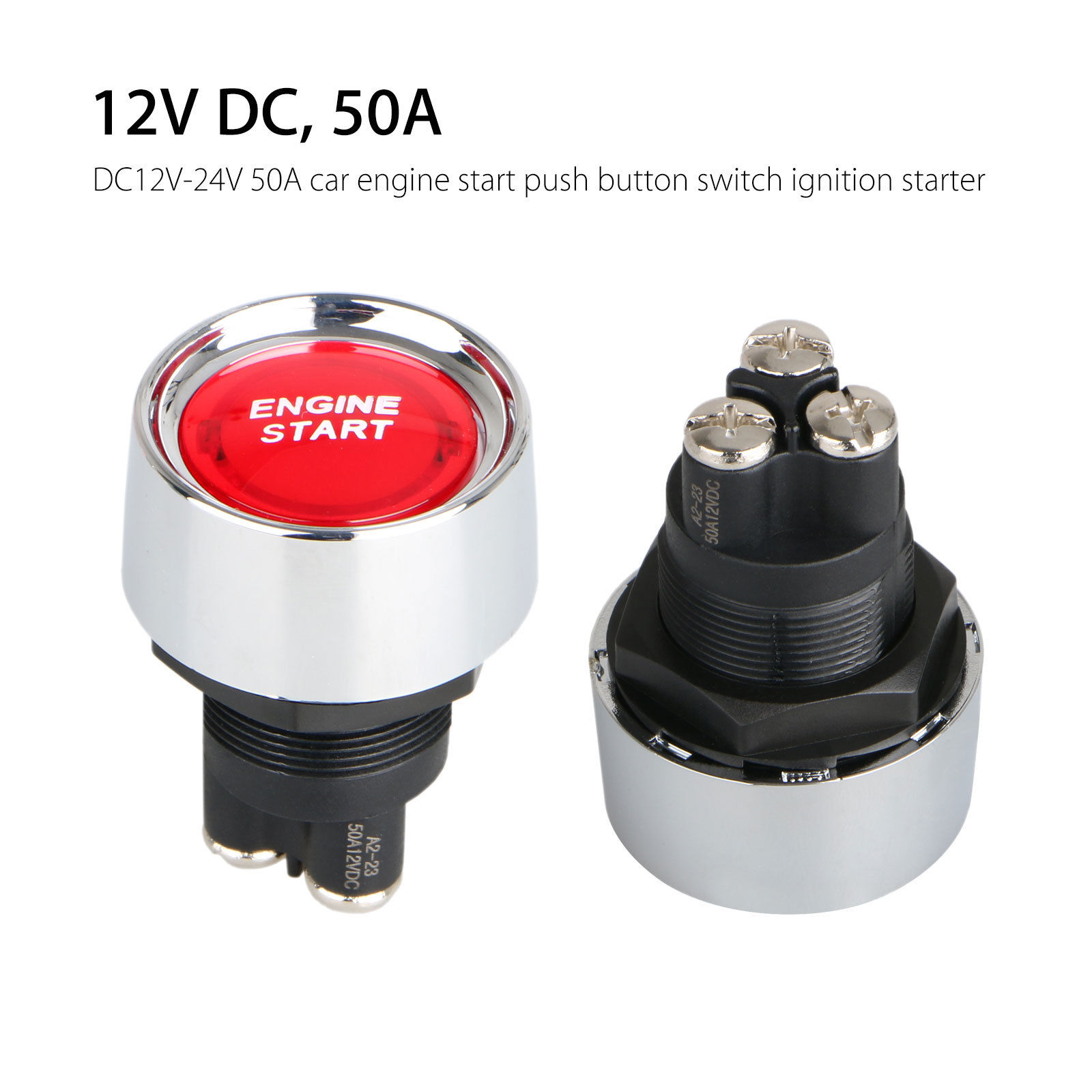 Pack of 3 Push Button Momentary Starter Switch Ampper Heavy Duty Waterproof Ignition Start Switch for 12V Engine Start and Horn 