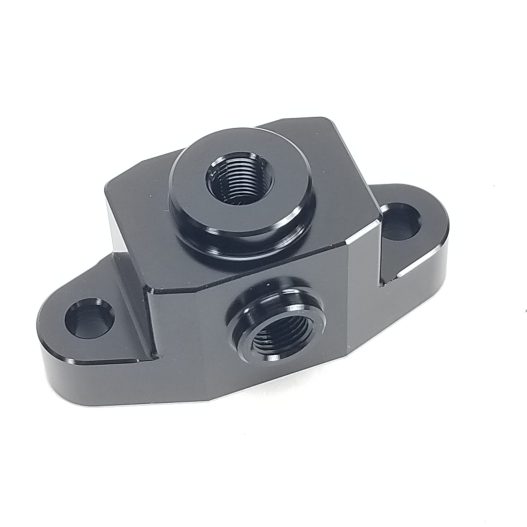 LS Oil Pan Adapter - (3) 1/8 NPT Ports - Black - WARR Performance 60-0014BK - Image 3