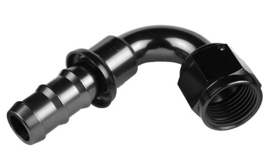 -6AN 120 degree Push Lock Fitting Black - RedHorse Performance 2120-06-2