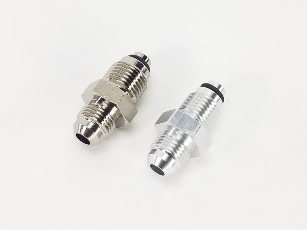 6AN Adapters for TBI Throttle Body Fuel fittings Clear Anodized