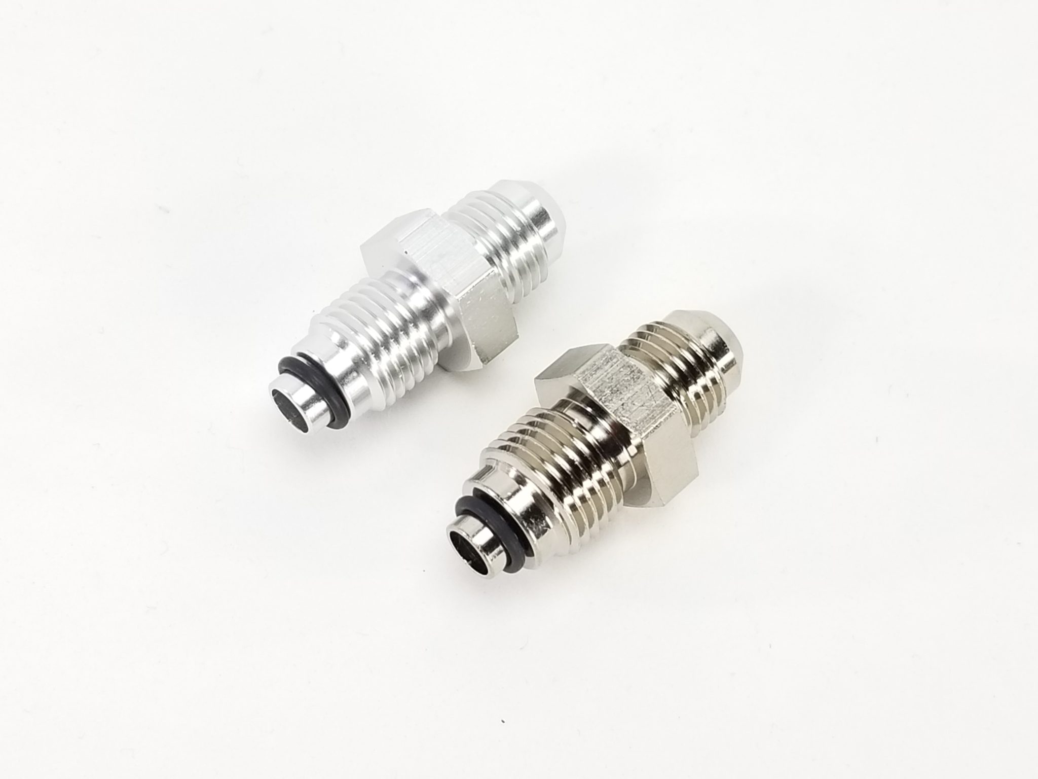 6AN Adapters for TBI Throttle Body Fuel fittings Clear Anodized