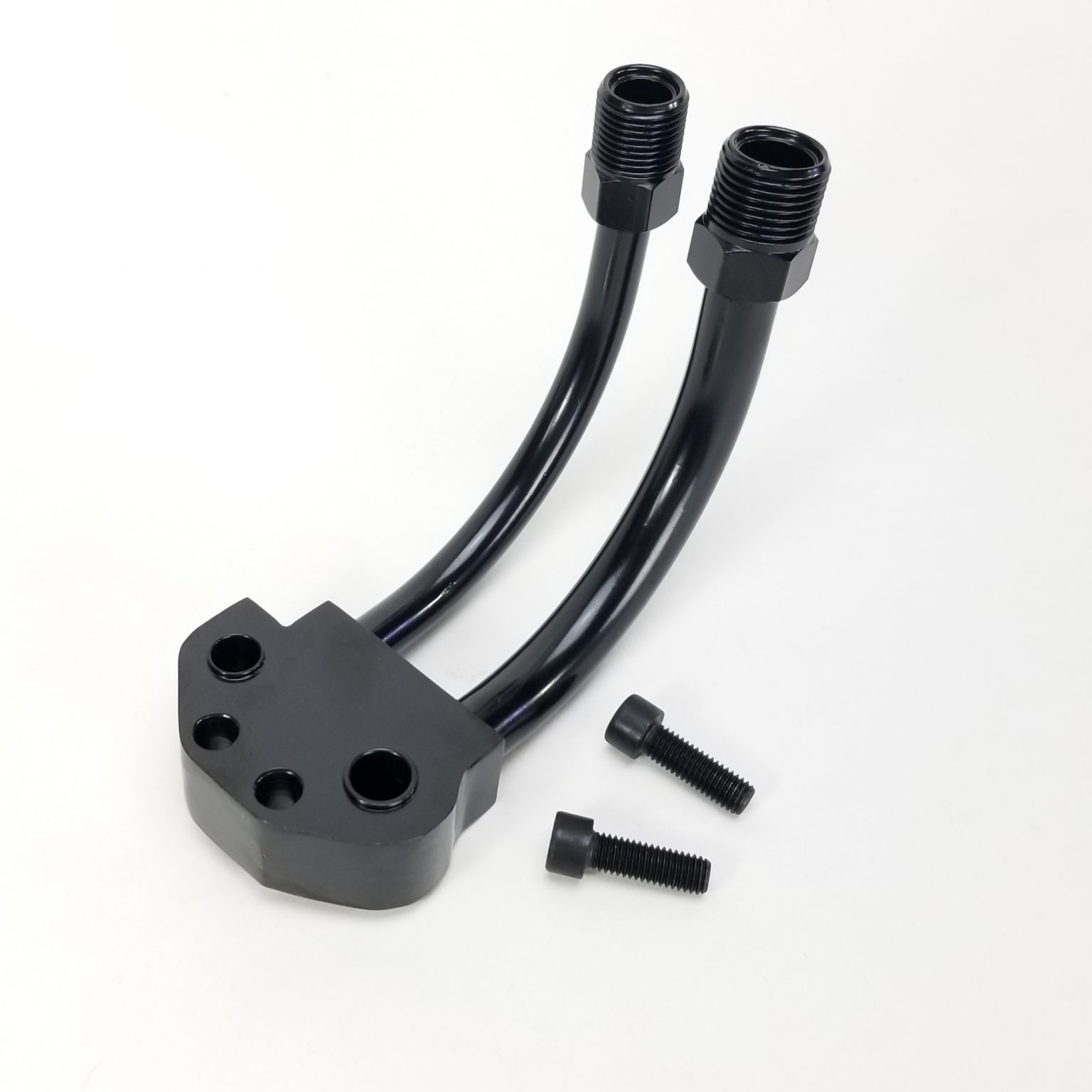 Curved A/C Compressor Manifold Fitting for Sanden SD7 Black