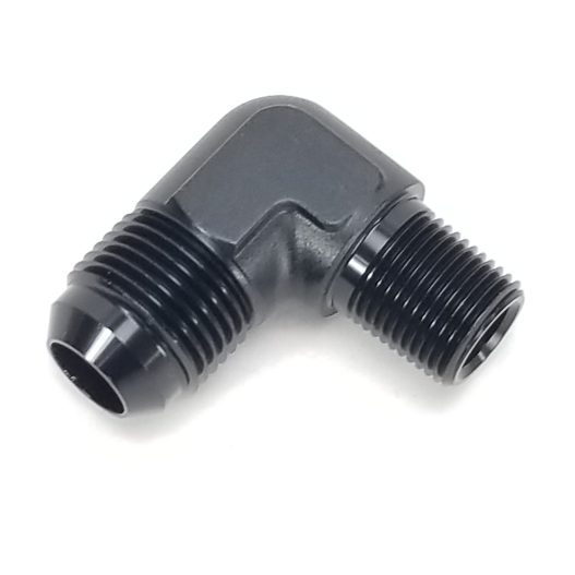 90 Degree Adapter Fitting -10AN to 3/8" NPT - Black - Vibrant 10259