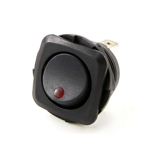 Round Rocker Switch with Red LED - 16 amp - 58-0015