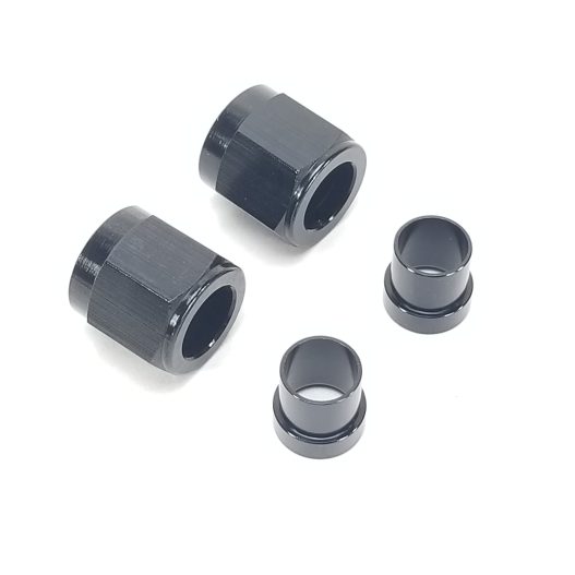 -6AN Tube Nut & Sleeve - Pair - Black Anodized - 47-0016