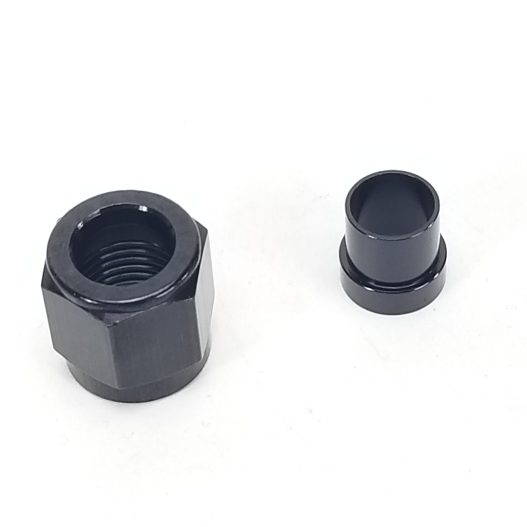 -6AN Tube Nut & Sleeve - Pair - Black Anodized - 47-0016 - Image 2