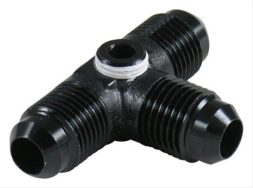 -6AN Tee With 1/8" NPT Gauge Port - Black - Fragola 997406-BL
