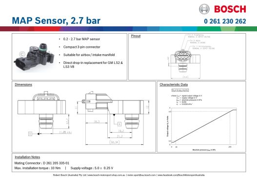 Bosch 2.7 Bar MAP Sensor for LS Engines (Same as GM 2.5/3 Bar) - 0 261 23 0 262 - Image 5