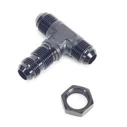 -10AN Bulkhead Tee Fitting - Black w/Nut - WARR Performance 47-0073