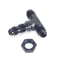 -6AN Bulkhead Tee w/Nut - Black - WARR performance 47-0075